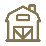 Farm raised barn icon.