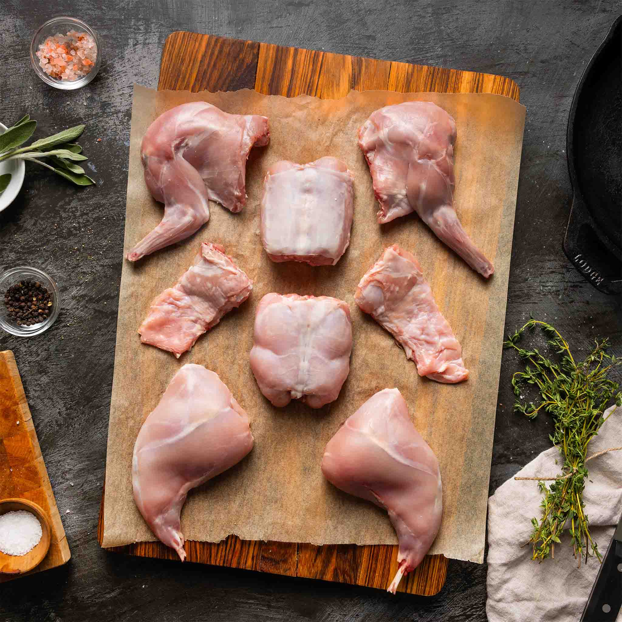 Portioned Young Rabbit with Giblets | Natural State Rabbit